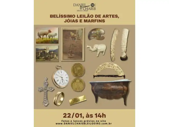 BELÍSSIMO LEILÃO DE ARTE, JOIAS E MARFINS