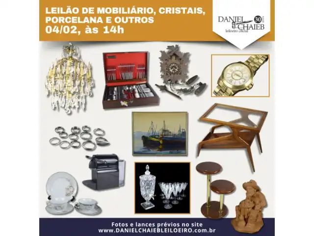 LEILÃO DE MOBILIÁRIO, CRISTAIS, PORCELANA E OUTROS