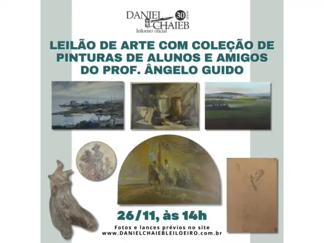 Leilao de arte com coleção de pinturas de alunos e amigos do Prof Angelo Guido