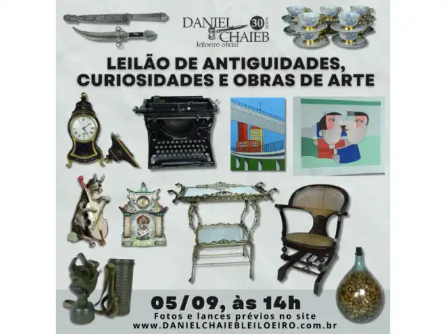LEILÃO DE ANTIGUIDADES, CURIOSIDADES E OBRAS DE ARTE